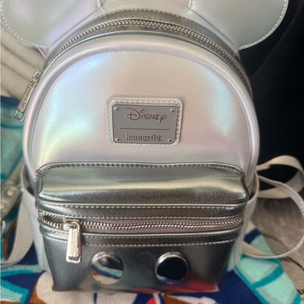 Disney Loungefly Iridescent Silver Mini Backpack